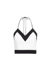 ARCHER CROPPED HALTER TOP-OFF WHITE/BLACK-ALICE + OLIVIA