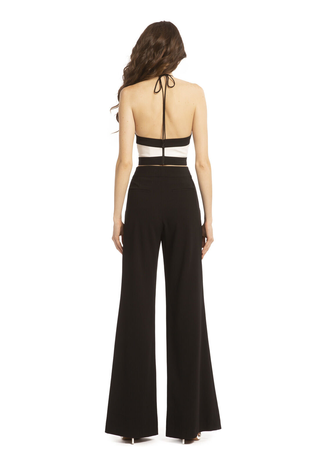 ARCHER CROPPED HALTER TOP-OFF WHITE/BLACK-ALICE + OLIVIA