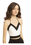 ARCHER CROPPED HALTER TOP-OFF WHITE/BLACK-ALICE + OLIVIA