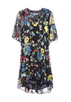 PAULINE RUFFLE TUNIC DRESS-MED SEINE GARDEN BLACK/MULTI-ALICE + OLIVIA