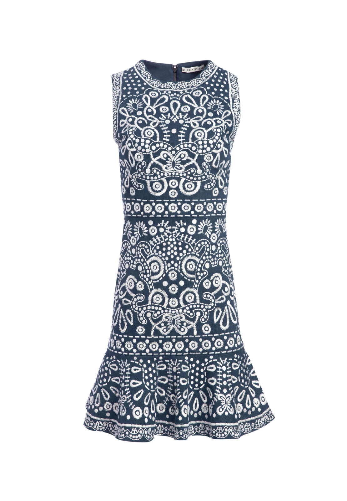RAPUNZEL EMBR SLVLSS DRESS-BREAKDOWN/OFF WHITE-ALICE + OLIVIA