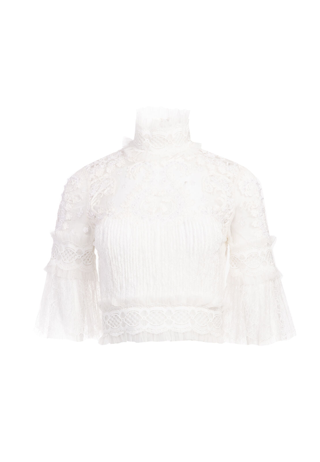 BRUNA EMBR PIN TUCK CROP TOP-OFF WHITE-ALICE + OLIVIA
