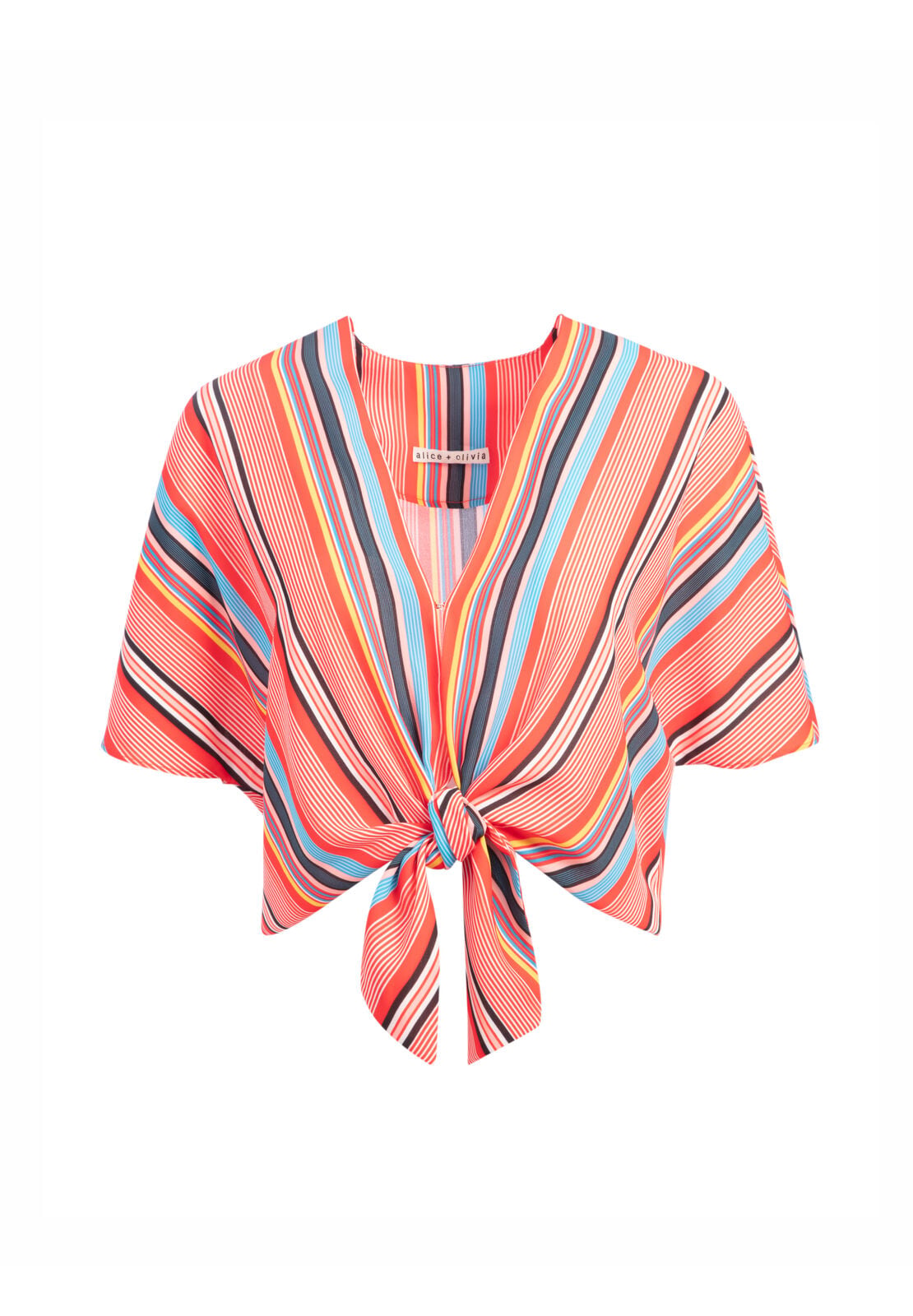 LYDIA TIE FRNT CROP TOP-SPORT STRIPE MULTI-ALICE + OLIVIA