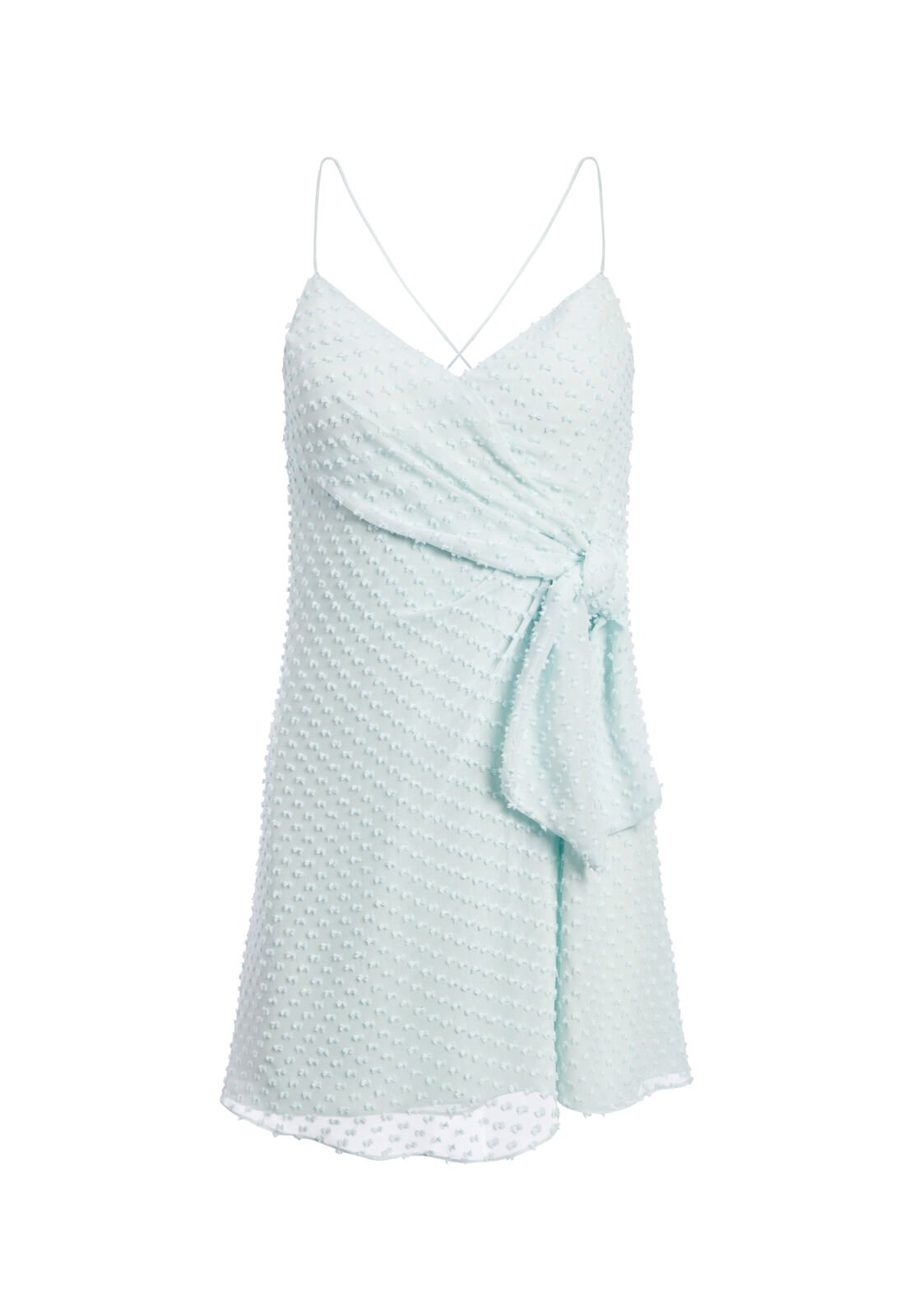 KATIE TIE WRAP MINI DRESS-VENUS BLUE-ALICE + OLIVIA