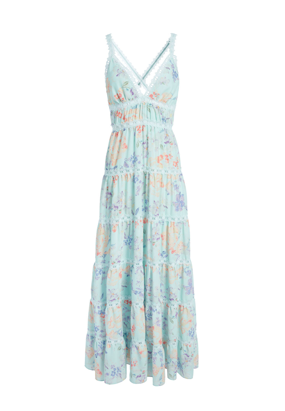 KAROLINA PANELED HLTR MAXI DRS-WATER PETAL VENUS BLUE/MULTI-ALICE + OLIVIA