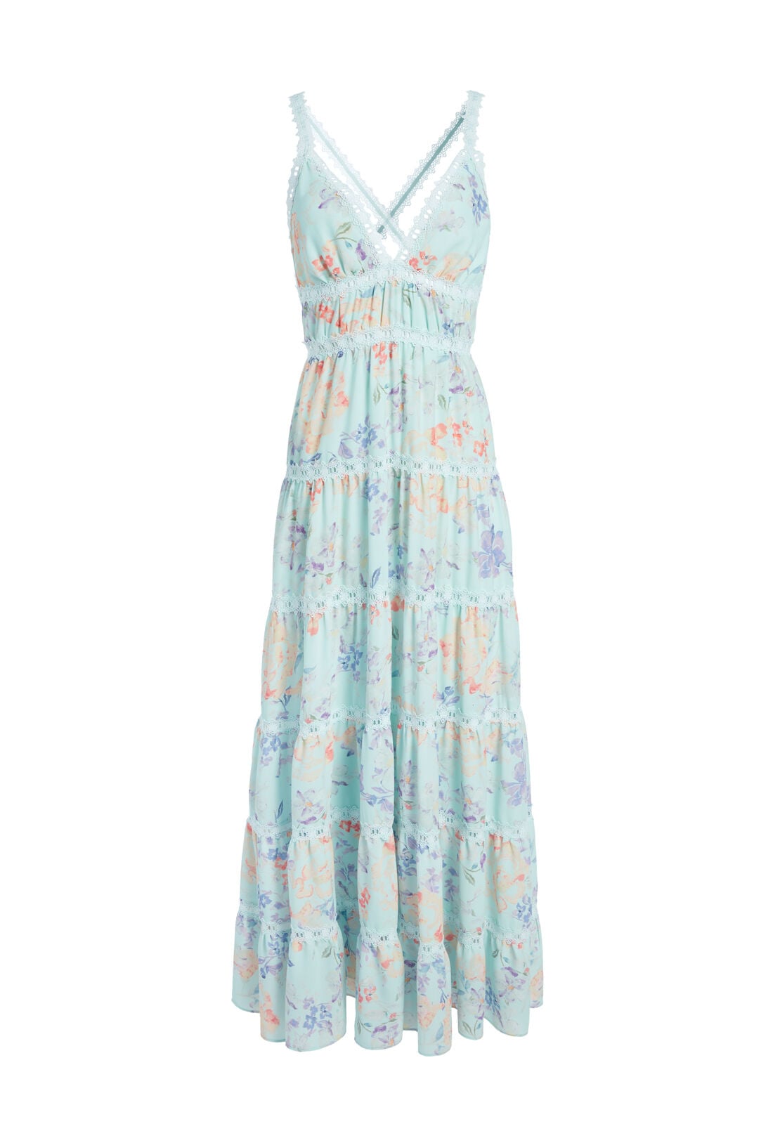 KAROLINA PANELED HLTR MAXI DRS-WATER PETAL VENUS BLUE/MULTI-ALICE + OLIVIA