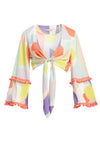 HAIDEE TIE FT BELL SLV BLOUSE-GEO COLLAGE CREAM/MULTI-ALICE + OLIVIA