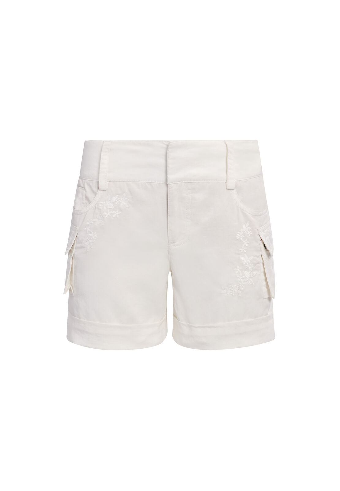 CADY EMBR CUFF CARGO SHORT-OFF WHITE-ALICE + OLIVIA