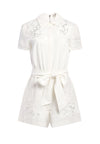 LANNA SS COLLARD ROMPER W BELT-OFF WHITE-ALICE + OLIVIA