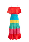 KIA SMOCKED CLD SHLDR MIDI DRE-MULTI-ALICE + OLIVIA