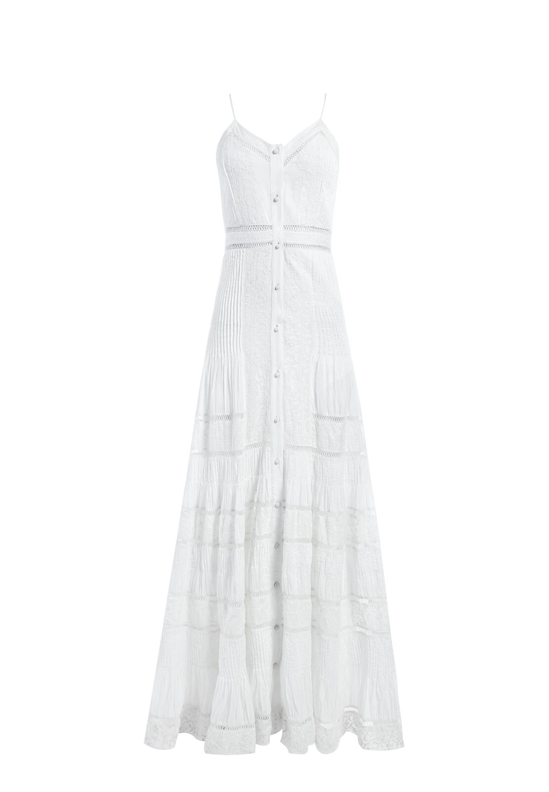 MEG EMBR PINTCK BTN DWN MXI DR-OFF WHITE-ALICE + OLIVIA