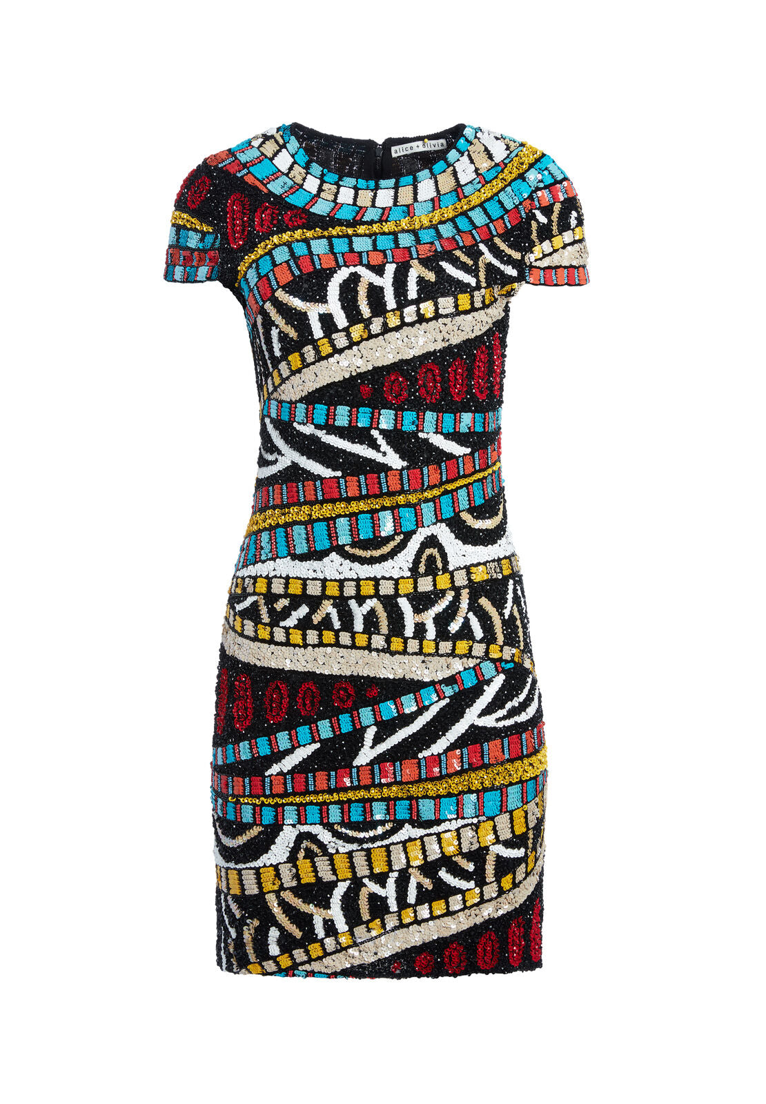 NAT EMBELL SS DRESS-MULTI-ALICE + OLIVIA