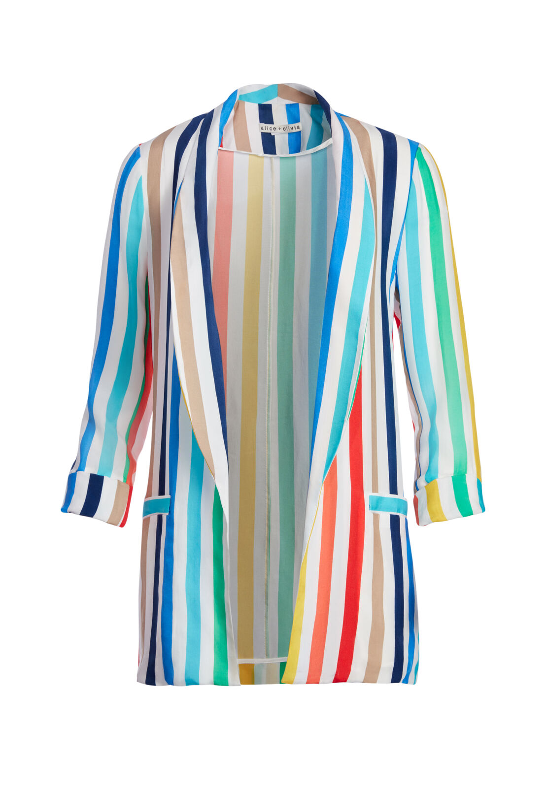 KYLIE EASY SHAWL COLLAR JKT-RAINBOW STRIPE-ALICE + OLIVIA