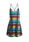 ALVES CROSS BK FLARE DRESS-RAINBOW BLOCK TIE DYE-ALICE + OLIVIA