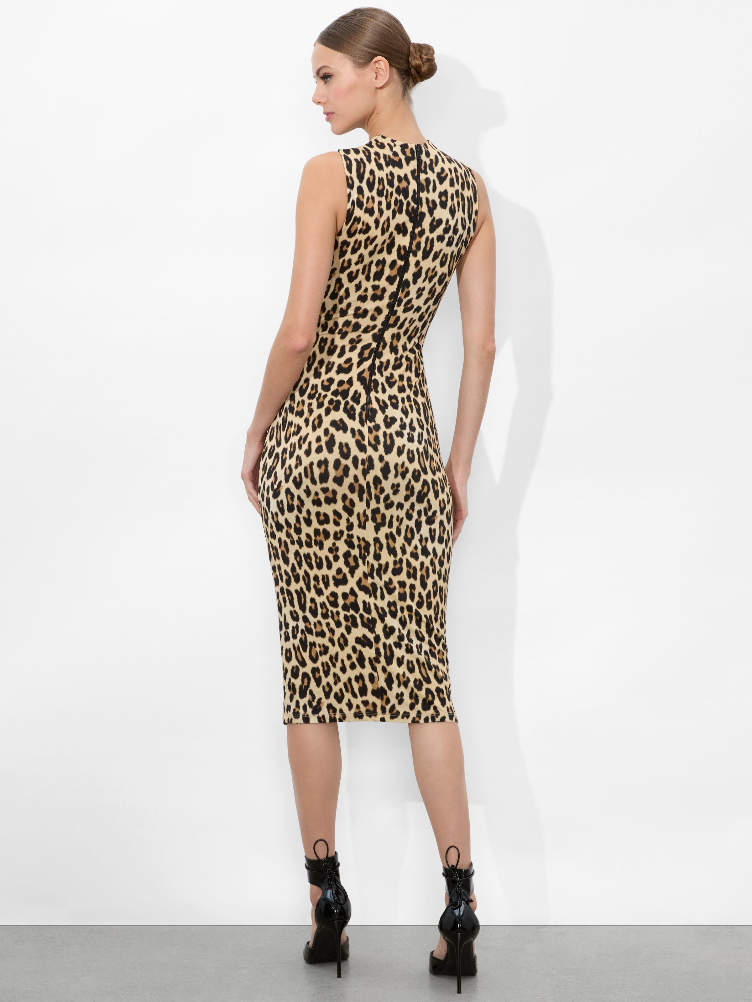 DELORA FITTED MOCK NECK DRESS-TEXTURED LEOPARD-ALICE + OLIVIA