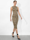 DELORA FITTED MOCK NECK DRESS-TEXTURED LEOPARD-ALICE + OLIVIA
