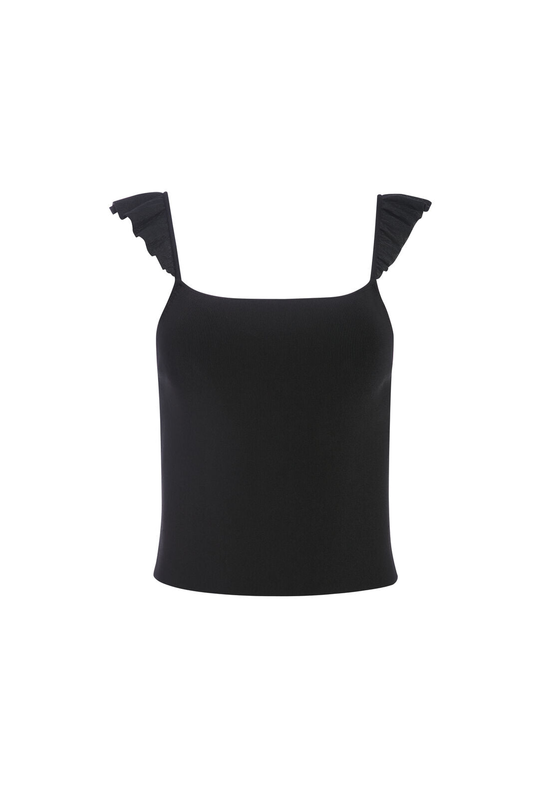 MARG RUFFLE STRAP CROP TOP-Black-ALICE + OLIVIA