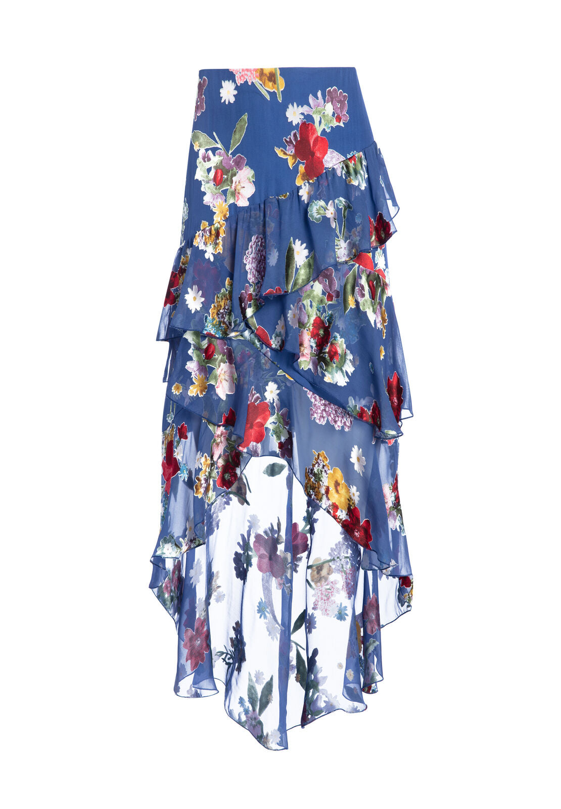 MARIEL RUFFLE FLORAL SKIRT-COLORFUL BOUQUET RIVIERA-ALICE + OLIVIA