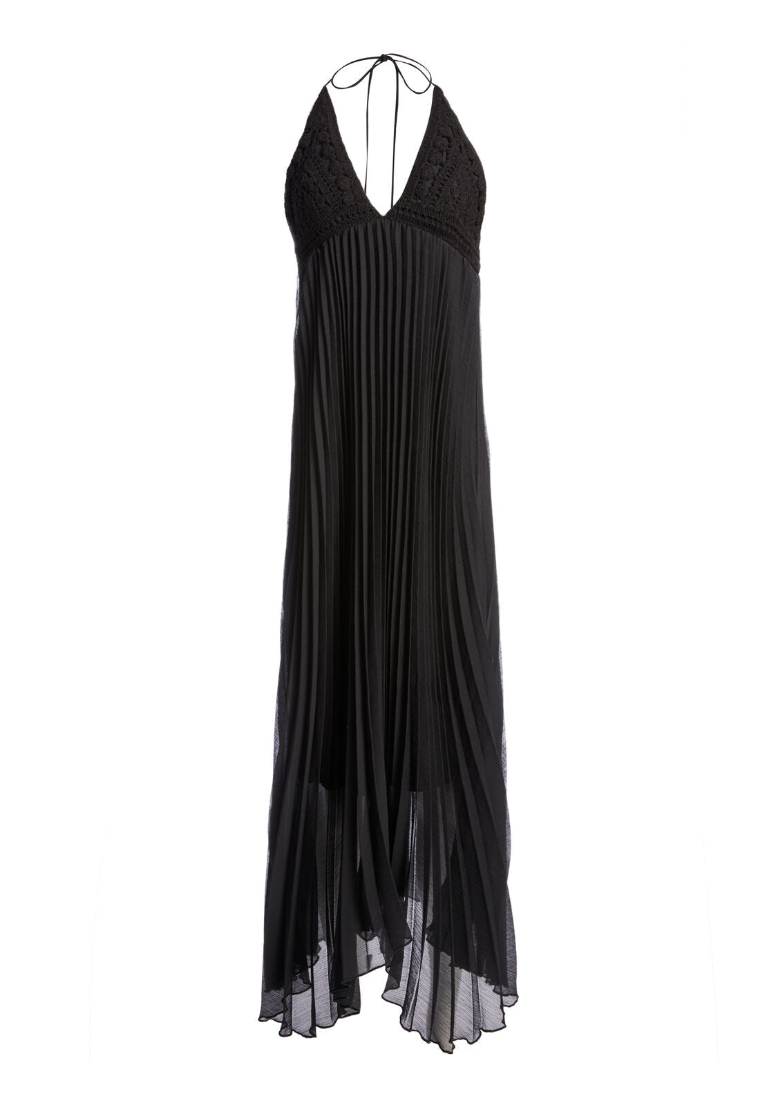LARIETTE PLEATED RUFFLE MIDI DRESS-Black-ALICE + OLIVIA