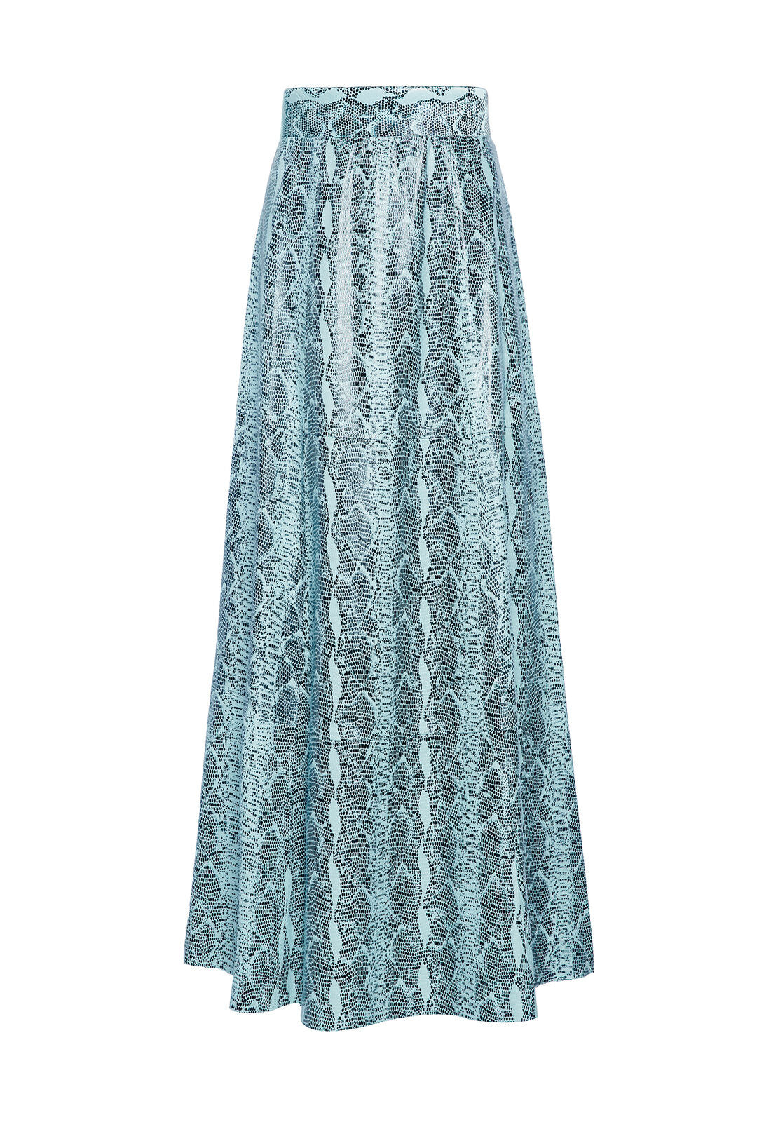 SOSIE LEATHER MIDI SKIRT-DUSTY AQUA/BLACK-ALICE + OLIVIA