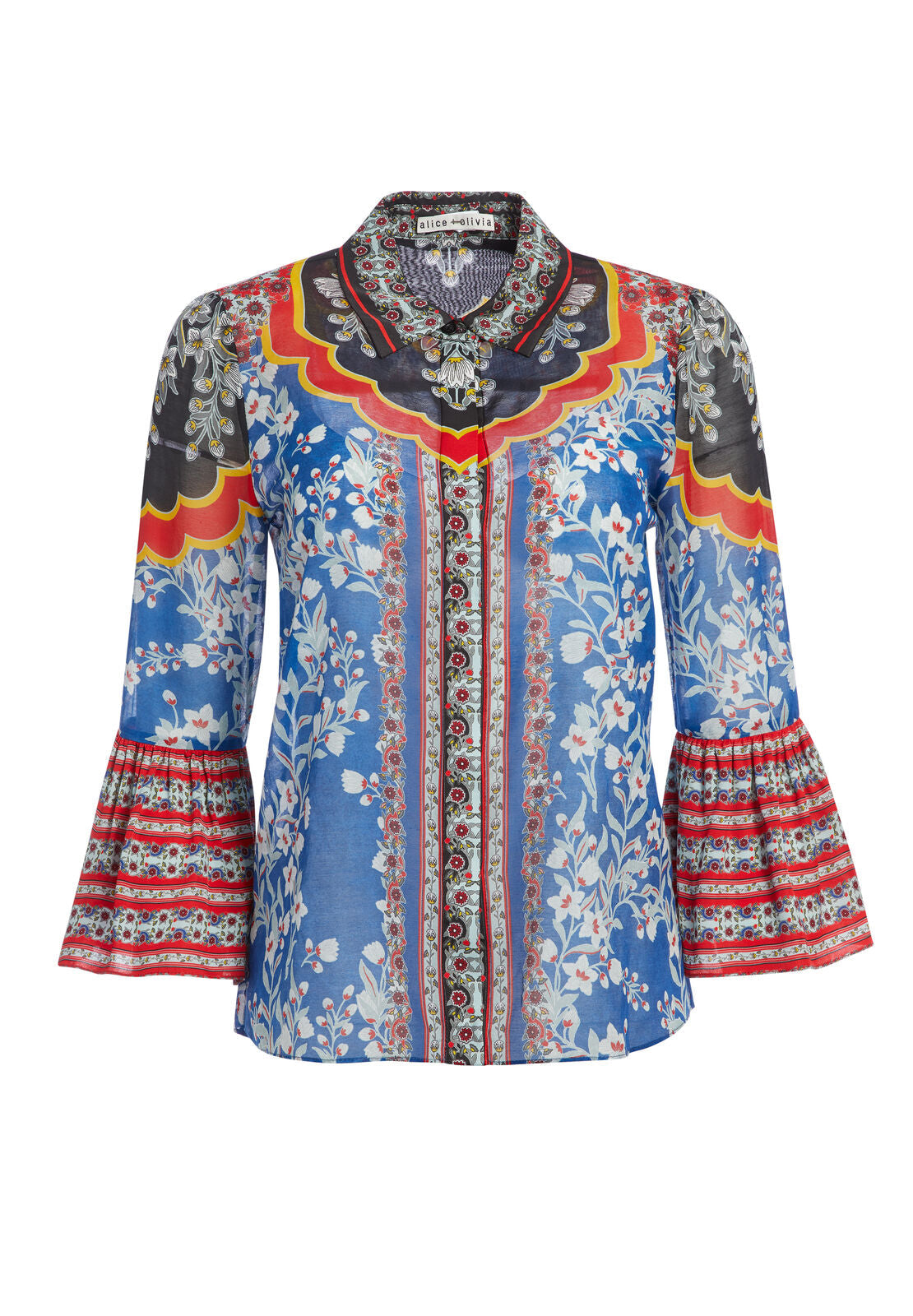 RANA RUFFLE SLEEVE BUTTON DOWN-PALACE DAFFODIL-ALICE + OLIVIA