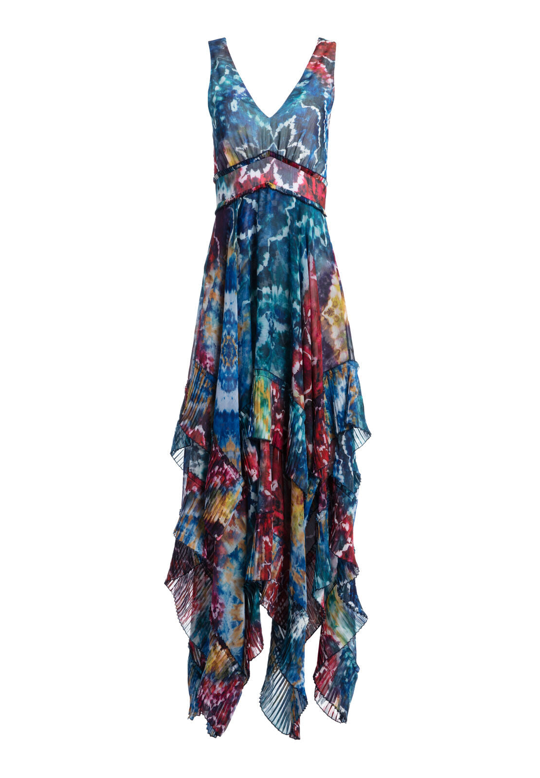 ILIA TIE DYE RUFFLE DRESS-TIE DYE KALEIDOSCOPE-ALICE + OLIVIA
