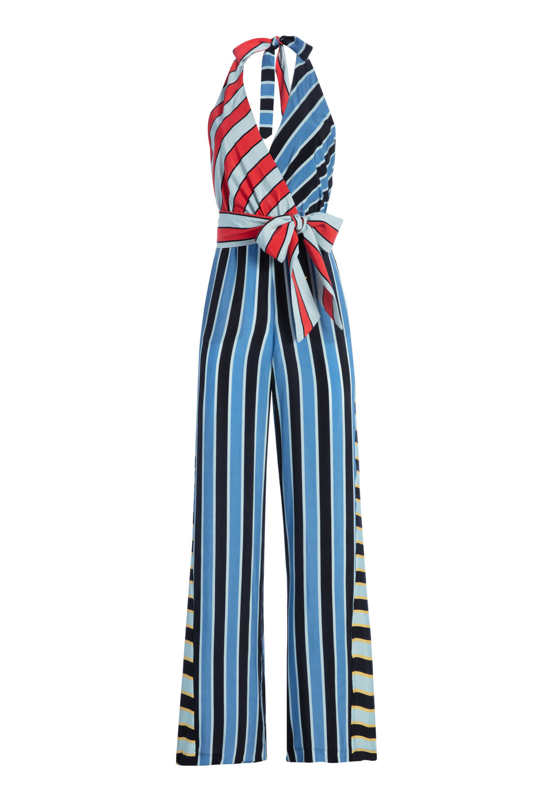KEESHA HALTER JUMPSUIT-DOUBLE PINSTRIPE RIVIERA COMBO-ALICE + OLIVIA
