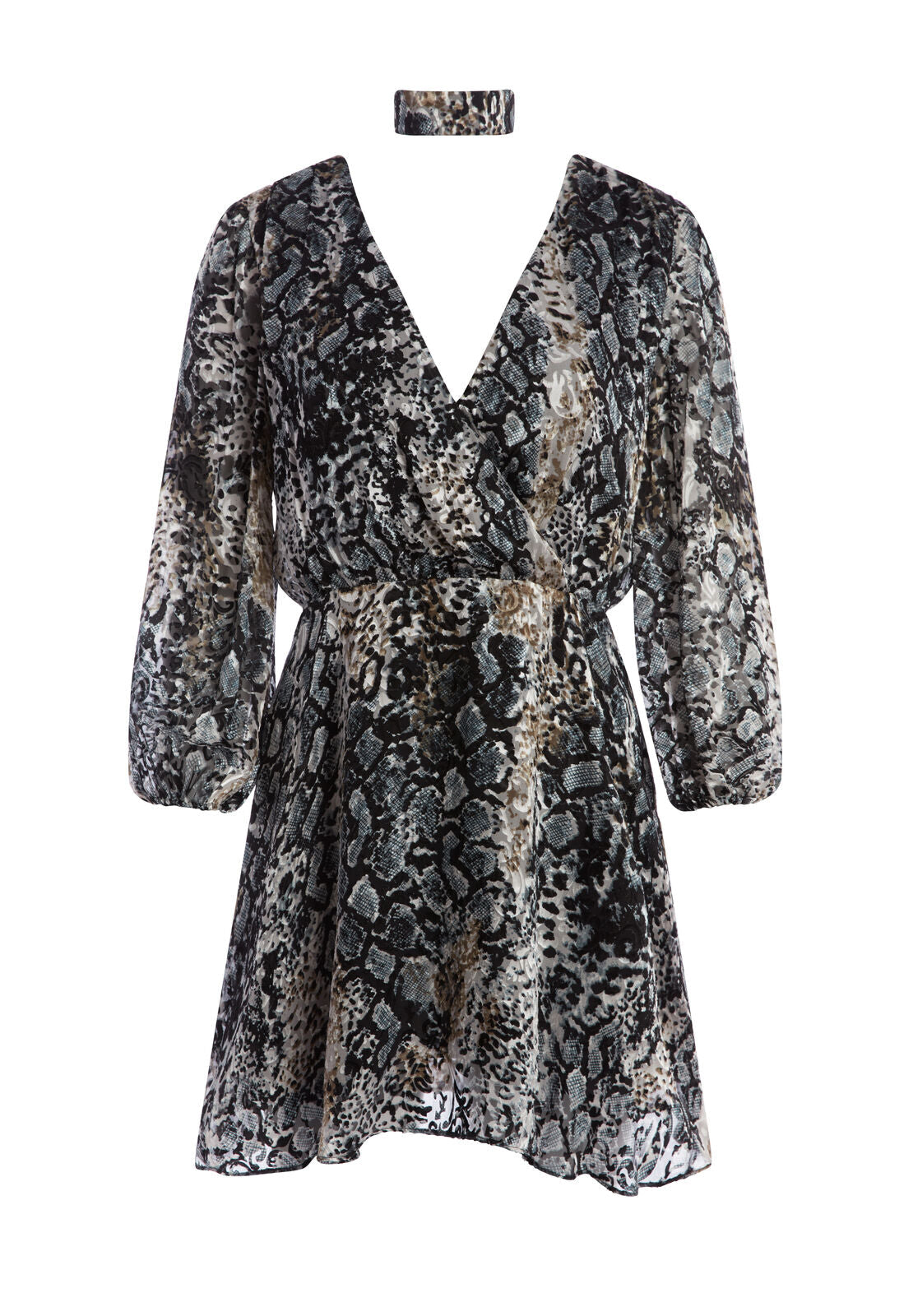 RITA MOCK NECK MINI DRESS-BLACK MULTI-ALICE + OLIVIA