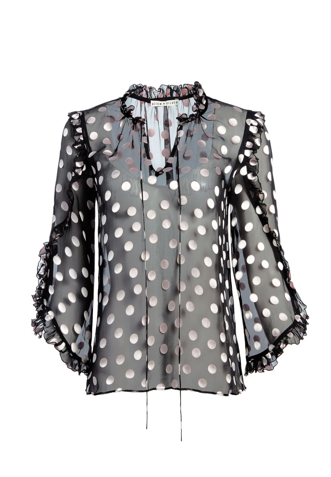 JULIUS POLKA DOT BLOUSE-POLKA DOT BLACK/SOFT WHITE-ALICE + OLIVIA