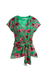 ESSIE FRONT TIE TOP-POPPY GARDEN EMERALD-ALICE + OLIVIA