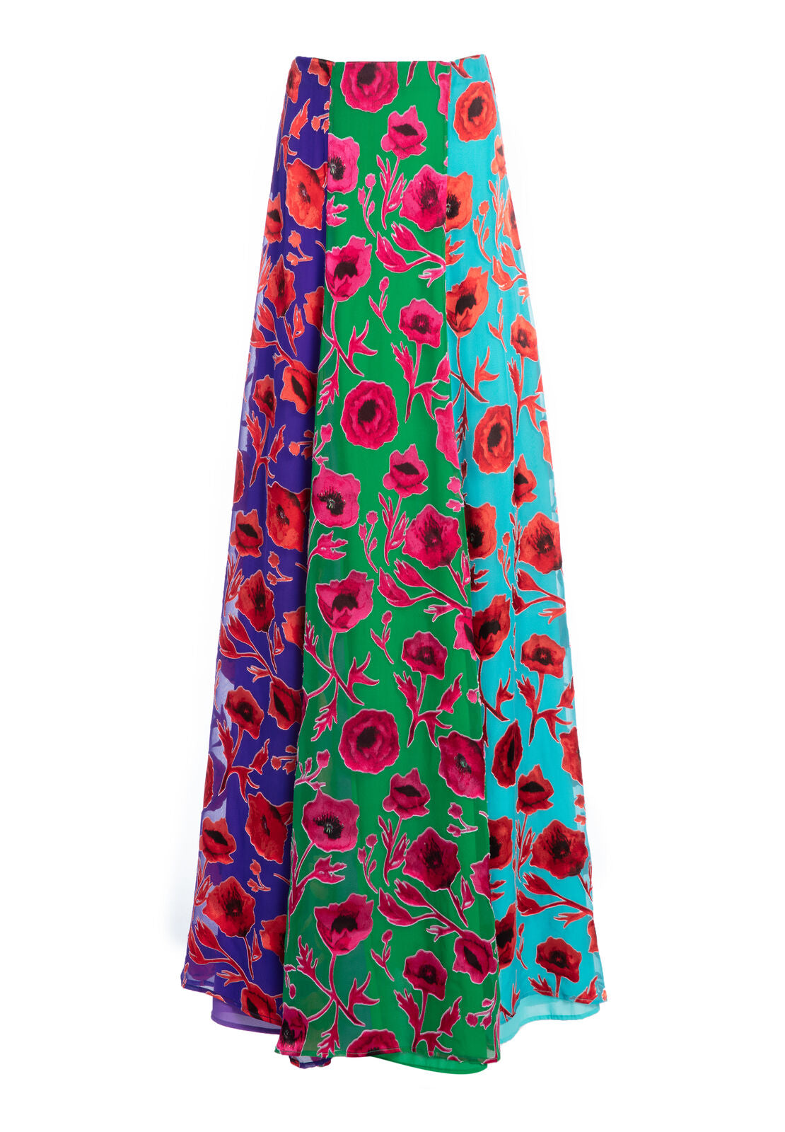 AQUINNAH FLORAL PRINT MAXI SKIRT-POPPY GARDEN EMERALD-ALICE + OLIVIA