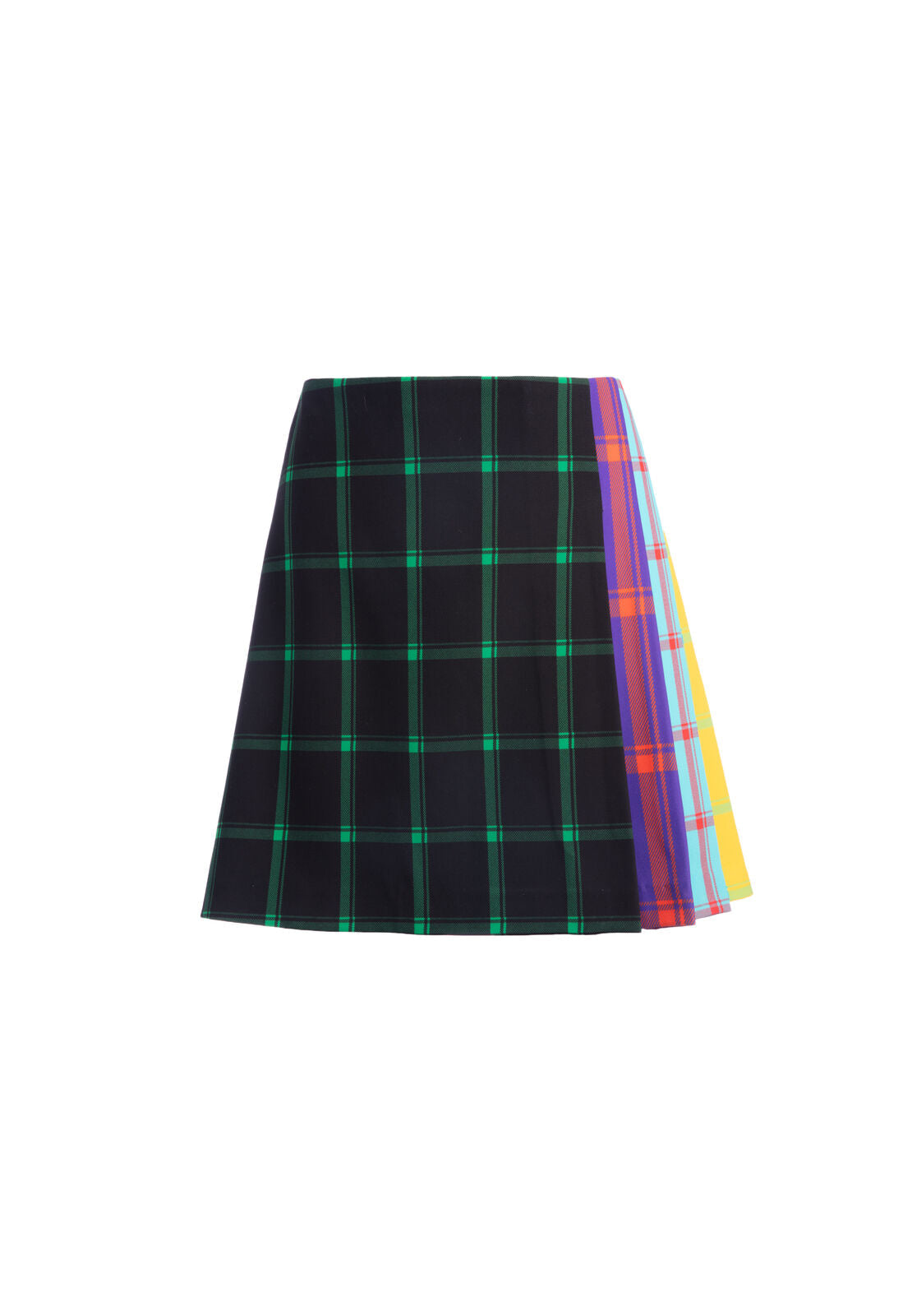 SEMIRA PLEATED PLAID MINI SKIRT-MD PLAID BLK/EMERALD/COMBO-ALICE + OLIVIA