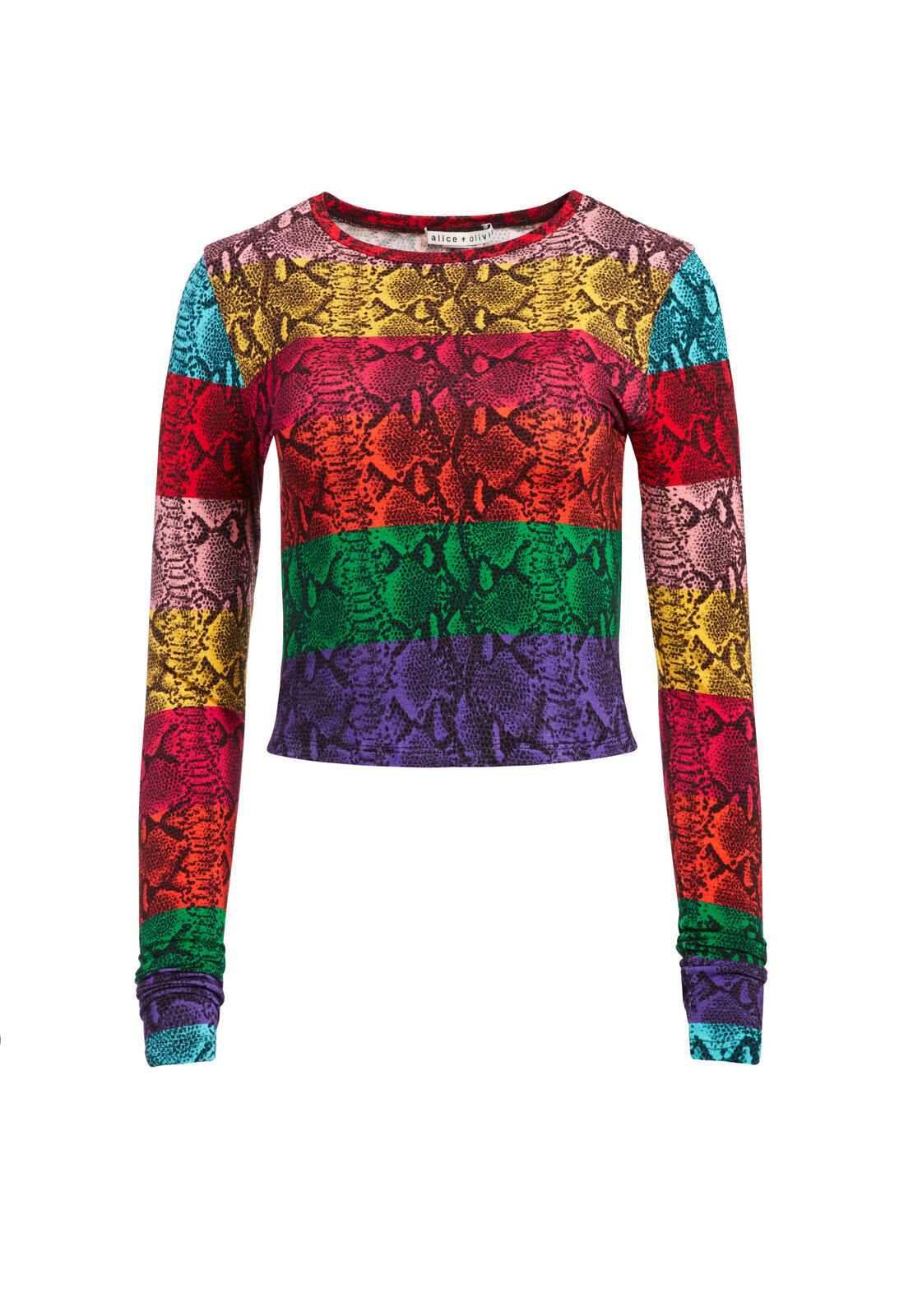 DELAINA LS CREW NK CROP TOP-ALICE + OLIVIA