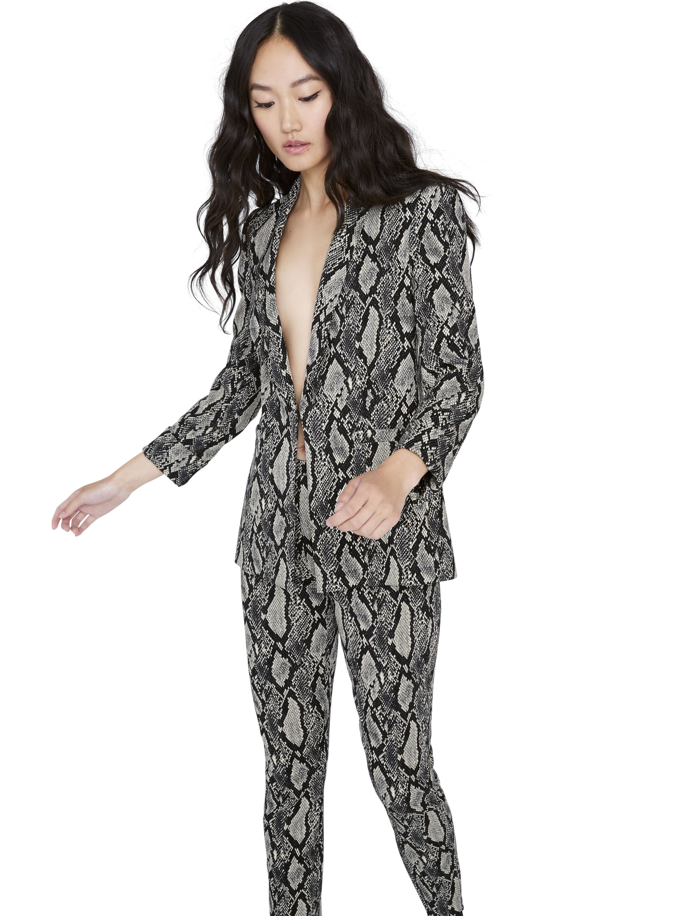 RICHIE FITTED SNAKE SKIN BLAZER-BLACK/MULTI-ALICE + OLIVIA