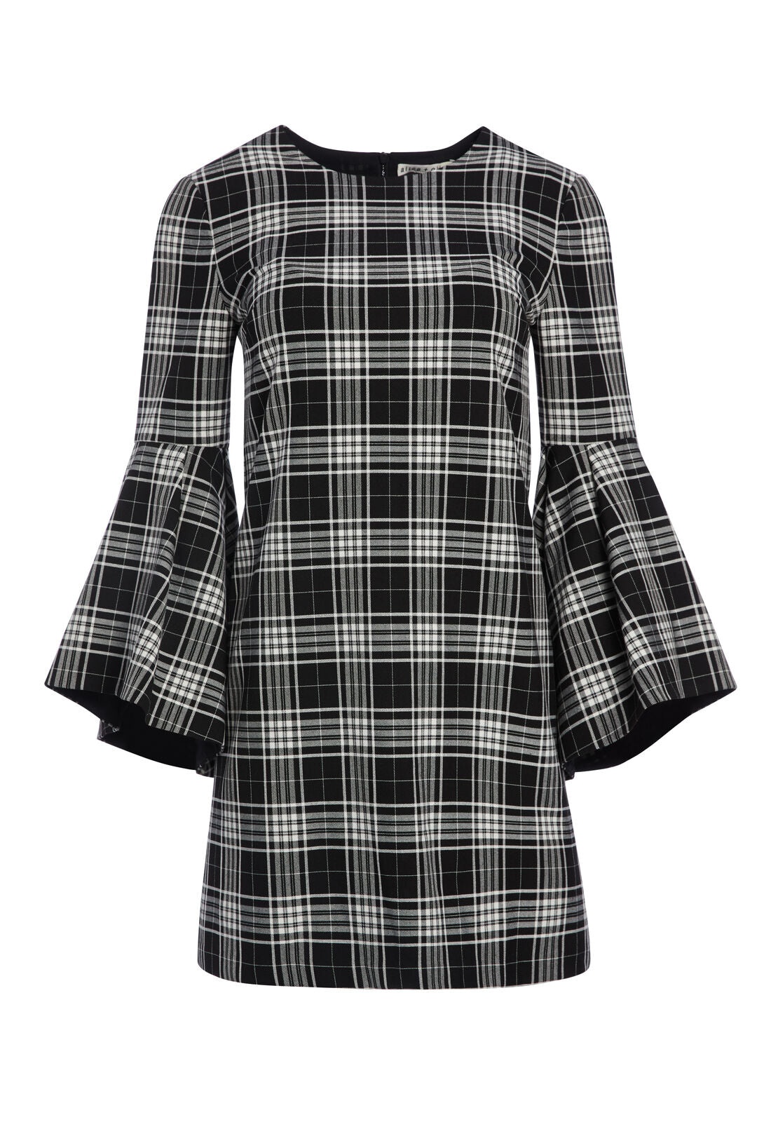 THYM TRUMPET SLEEVE TUNIC DRESS-BLACK/WHITE-ALICE + OLIVIA