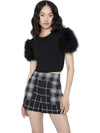 CIARA FEATHER CROPPED SWEATER-Black-ALICE + OLIVIA
