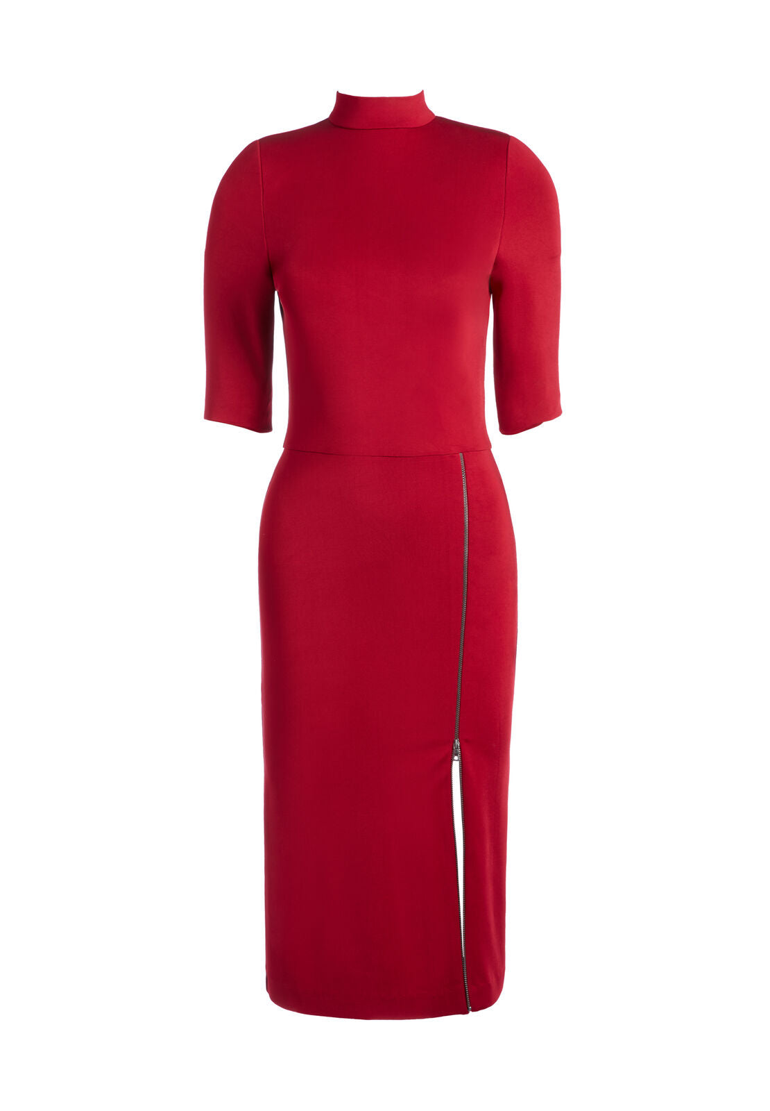 INKA MOCK NECK ZIP SLIT MIDI DRESS-ALICE + OLIVIA