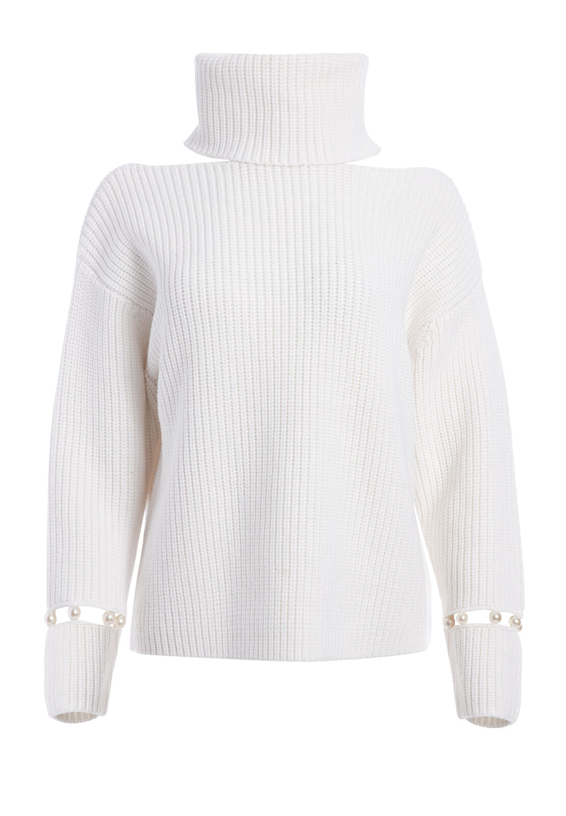 LARA COLD SHOULDER PEARL PULLOVER-White-ALICE + OLIVIA