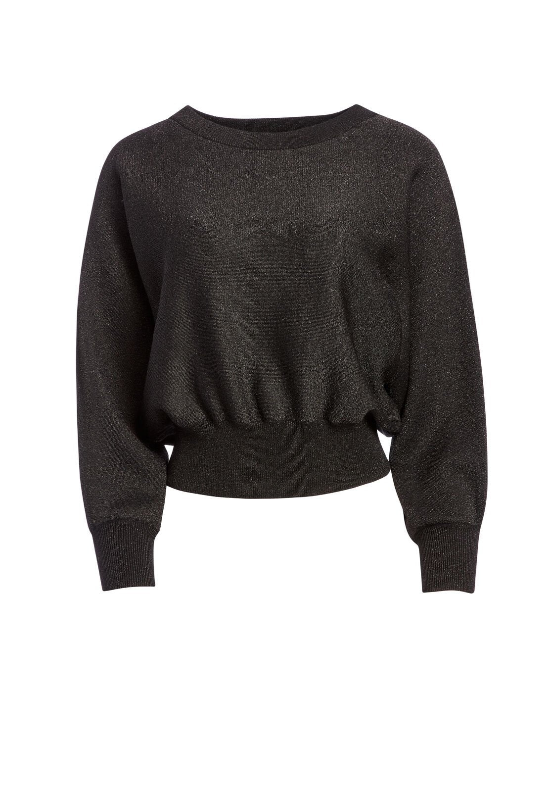 MAIRE SHIMMER CROPPED PULLOVER-Black-ALICE + OLIVIA