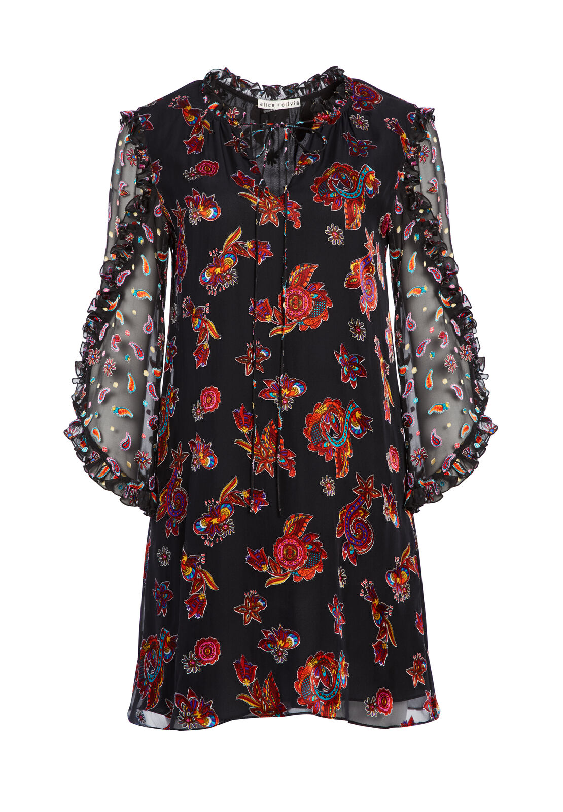 JULIUS RUFFLE SLEEVE MINI DRESS-WHIMSY PAISLEY-ALICE + OLIVIA
