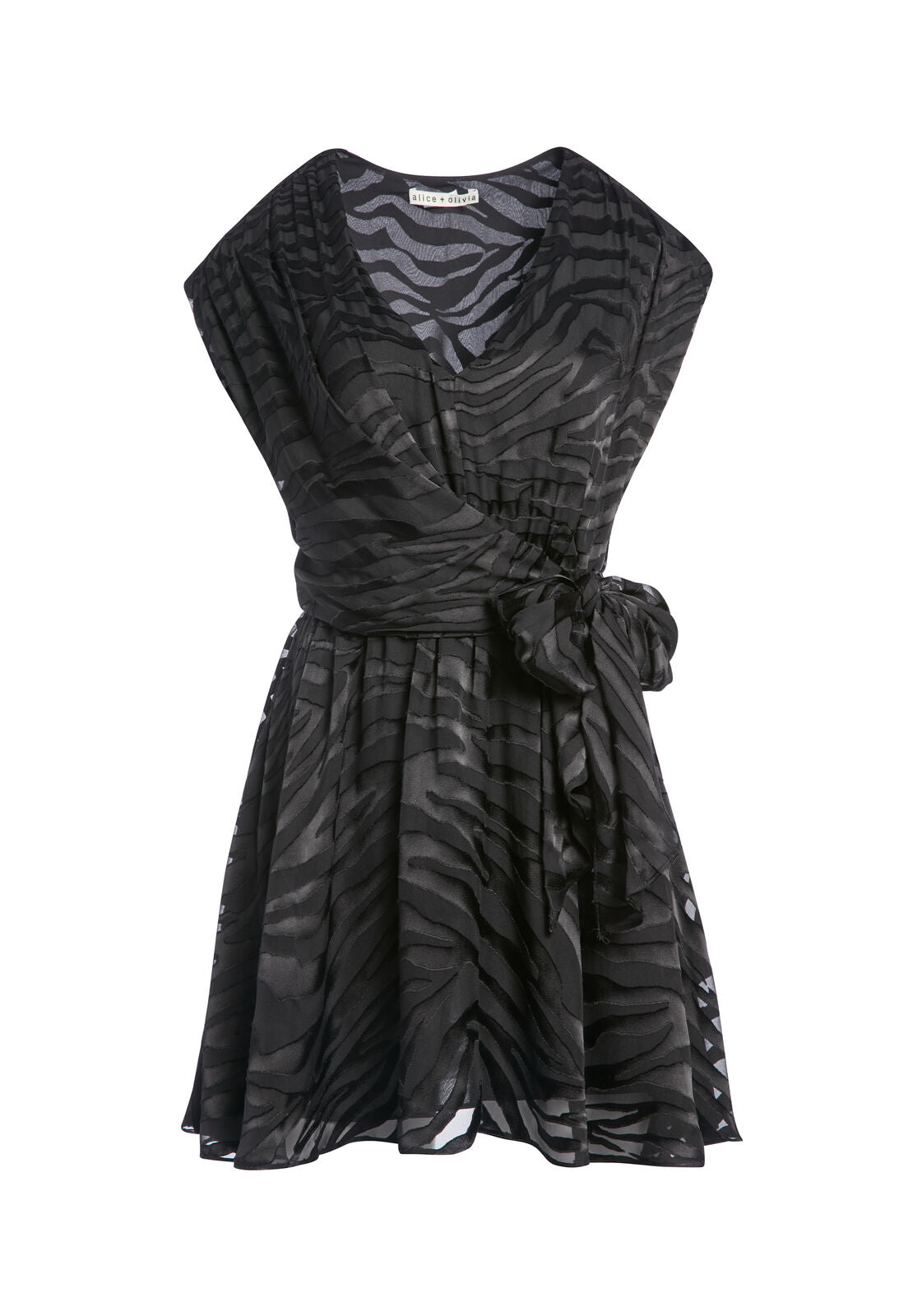 ESSIE ZEBRA PRINT MINI DRESS-LG TIGER BLACK/BLACK-ALICE + OLIVIA