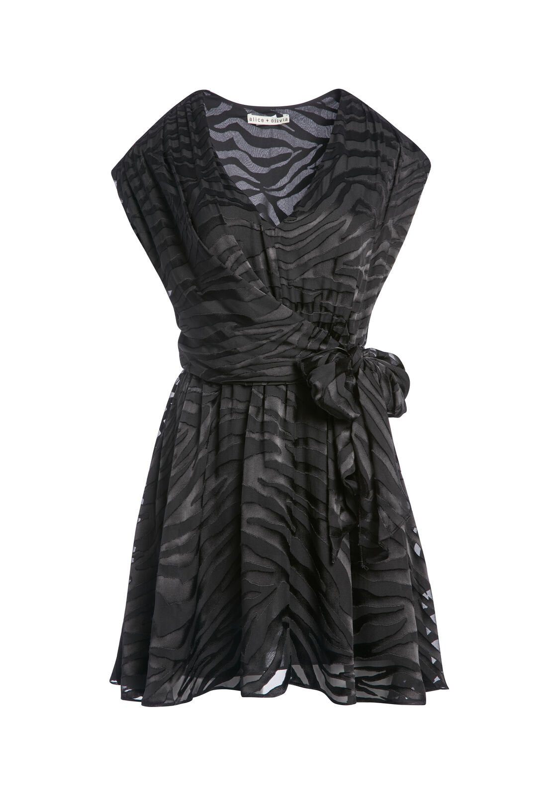 ESSIE ZEBRA PRINT MINI DRESS-LG TIGER BLACK/BLACK-ALICE + OLIVIA
