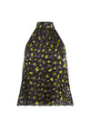 KINSLEY GATHERED HALTER TOP-ABSTRACT LEOPARD ELCTRIC GREEN-ALICE + OLIVIA