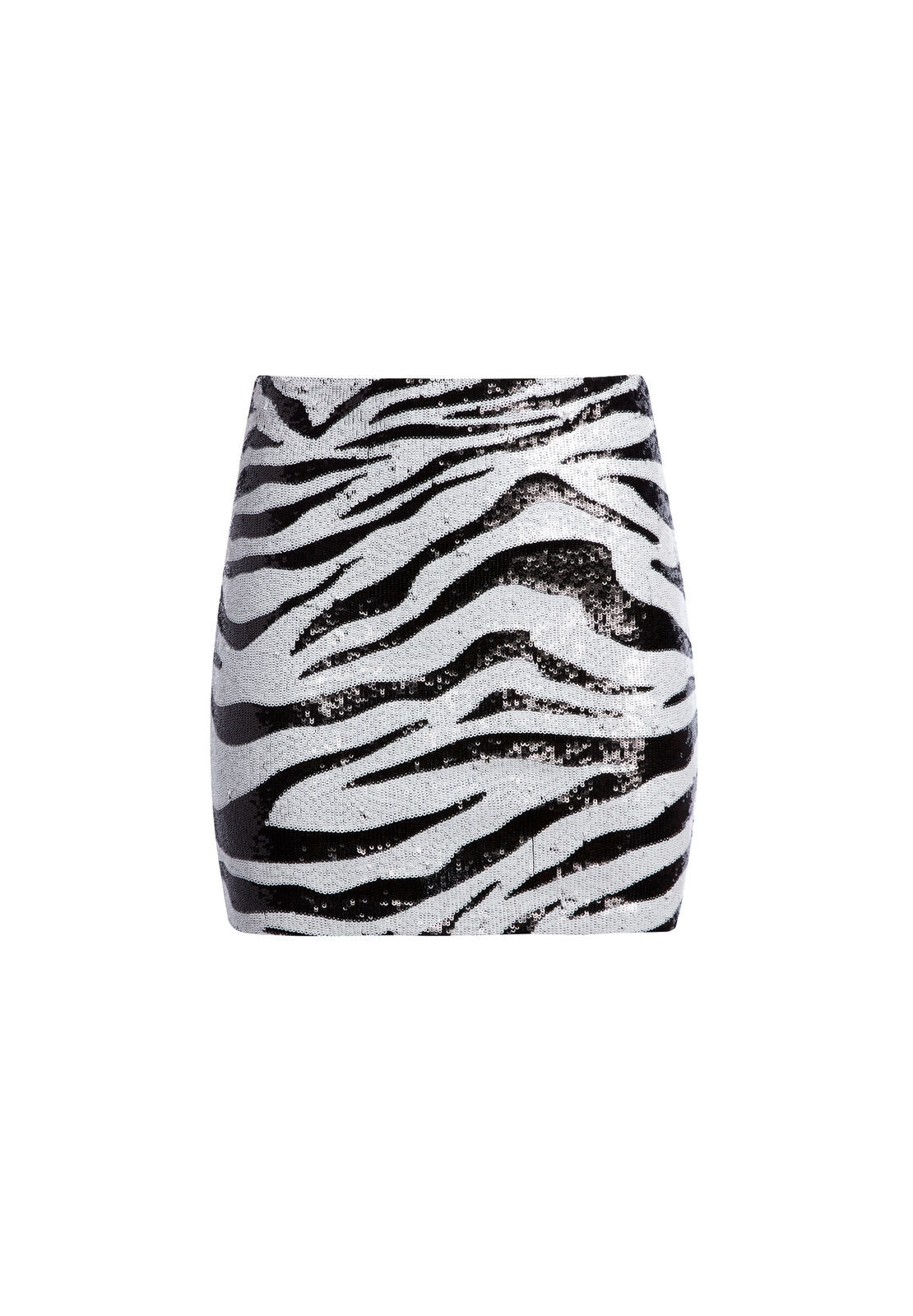 RAMOS ZEBRA SEQUIN MINI SKIRT-LG TIGER SFT WHITE/BLACK-ALICE + OLIVIA