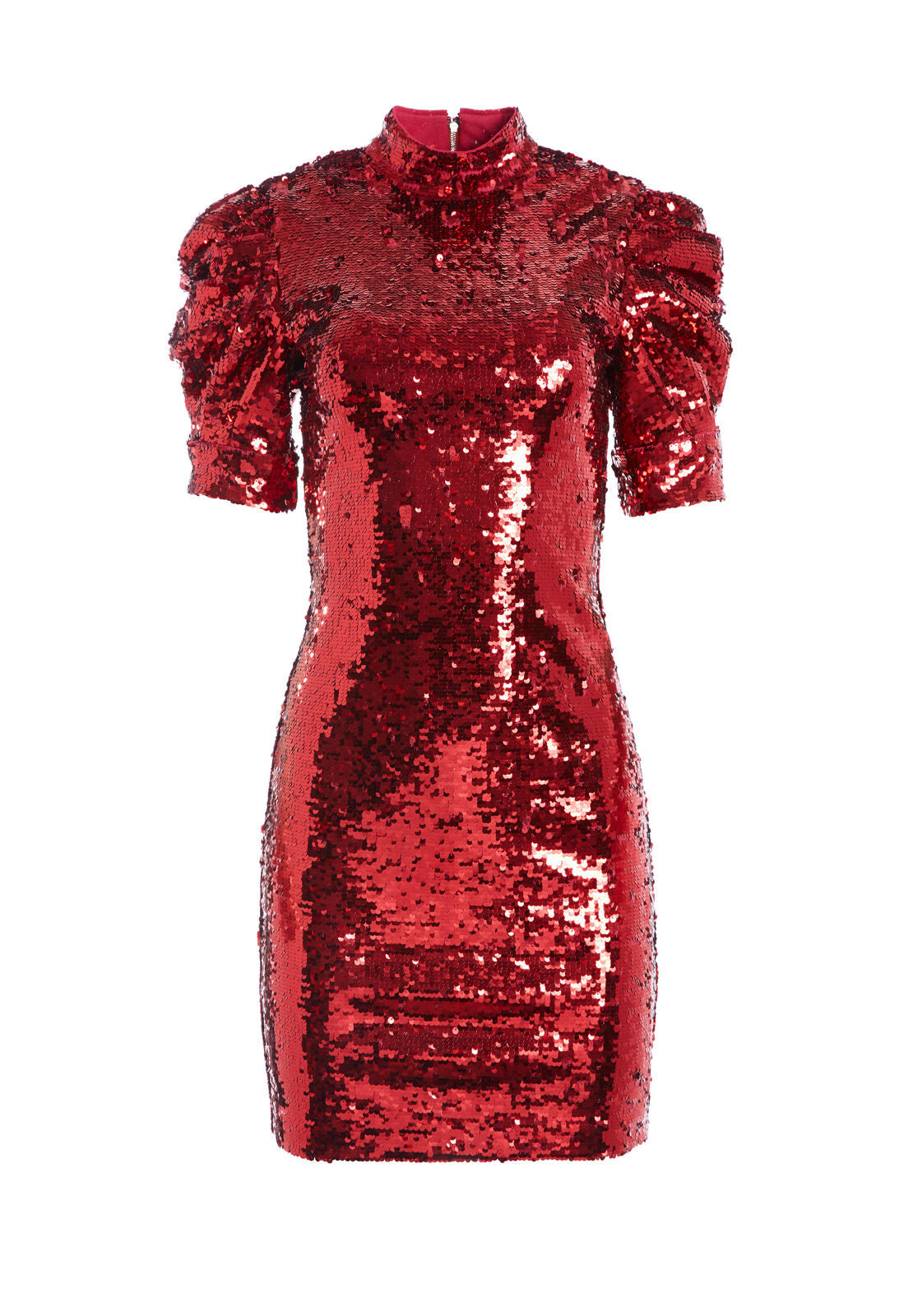 BRENNA SEQUIN PUFF SLEEVE DRESS-BORDEAUX-ALICE + OLIVIA