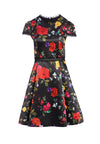 EMMY CAP SLV BOX PLEAT DRESS-SM PAINTERLY FLORAL BLACK-ALICE + OLIVIA