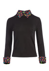 MALEE SWEATER WITH COLLAR-RAINBOW STACE FACE/BLACK-ALICE + OLIVIA