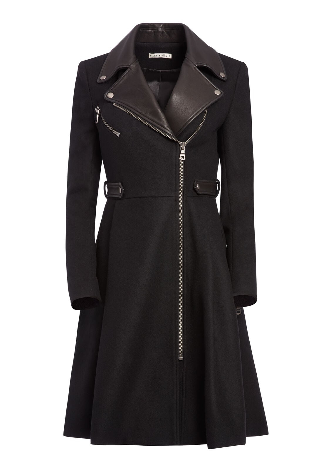 CODY LEATHER DETAIL MIDI COAT