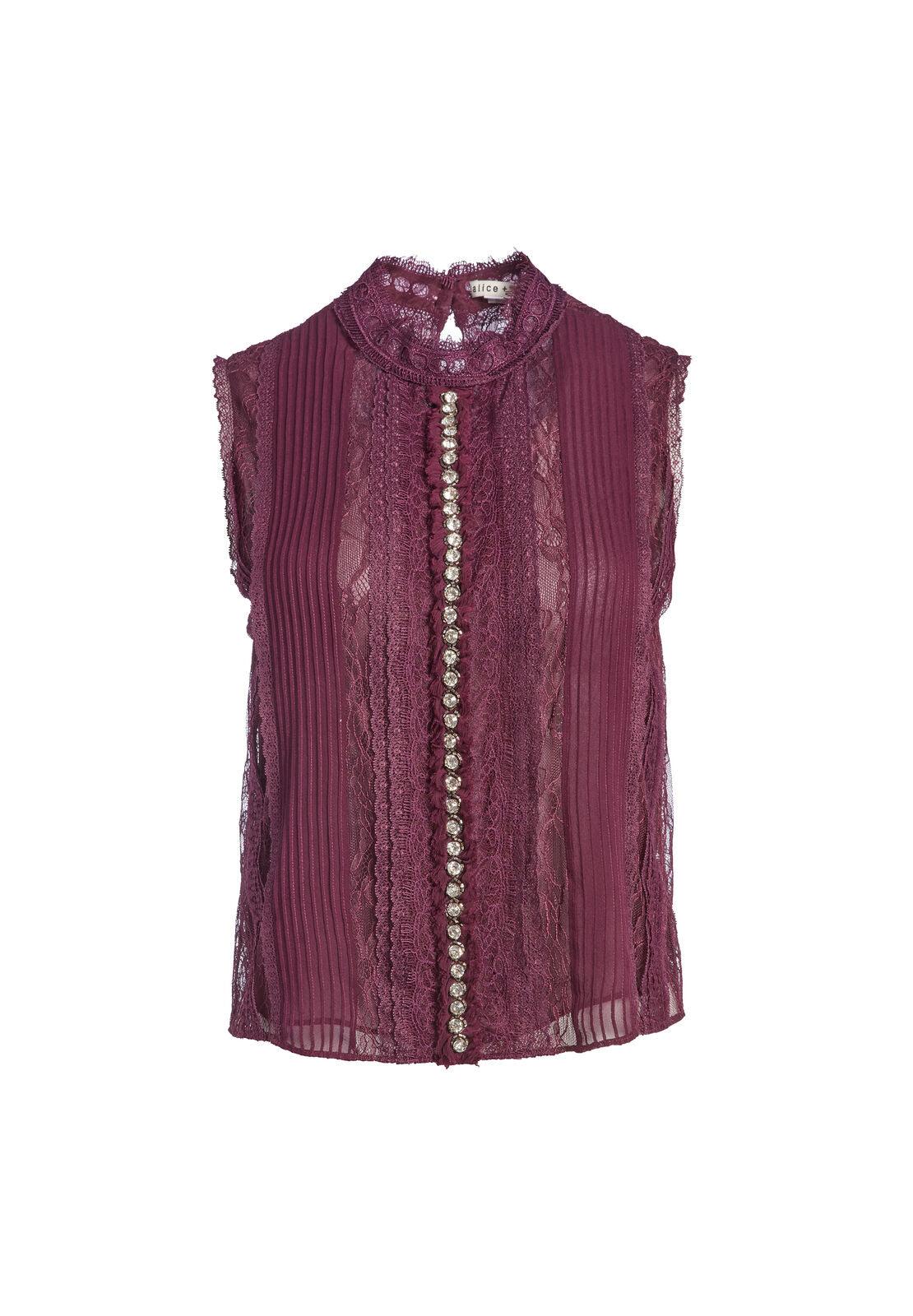 VALENTINE MOCK NECK CRYSTAL TOP-MERLOT-ALICE + OLIVIA