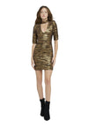 INKA GOLD V-NECK DRESS-BLACK/BRONZE-ALICE + OLIVIA